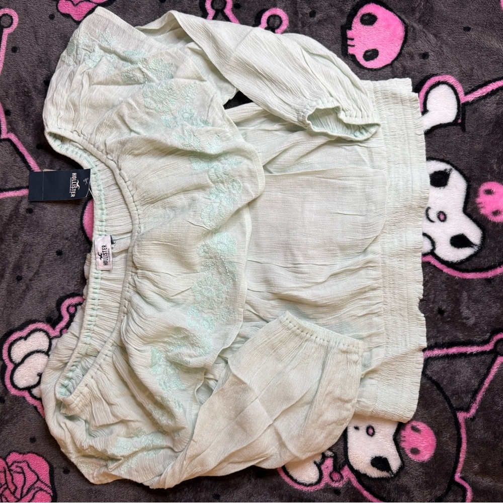 Hollister Mint Green preppy coquette Crop Top